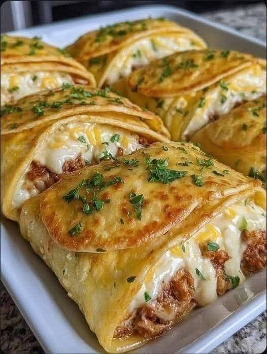 How to Make Baked Savory Crepes Stuffed with Ground Beef and Melted Cheese